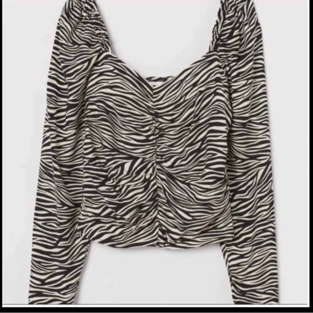 H&M Puff Sleeve Zebra Print Blouse